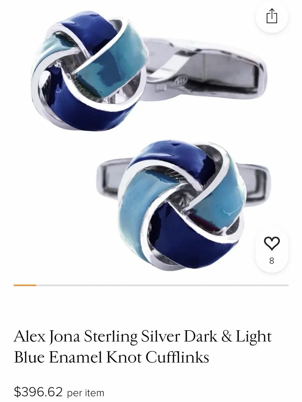 Men's Blue & Teal Knot Cufflinks in Polished Silver Tone
